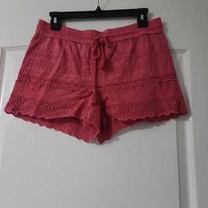 LOFT coral eyelet shorts